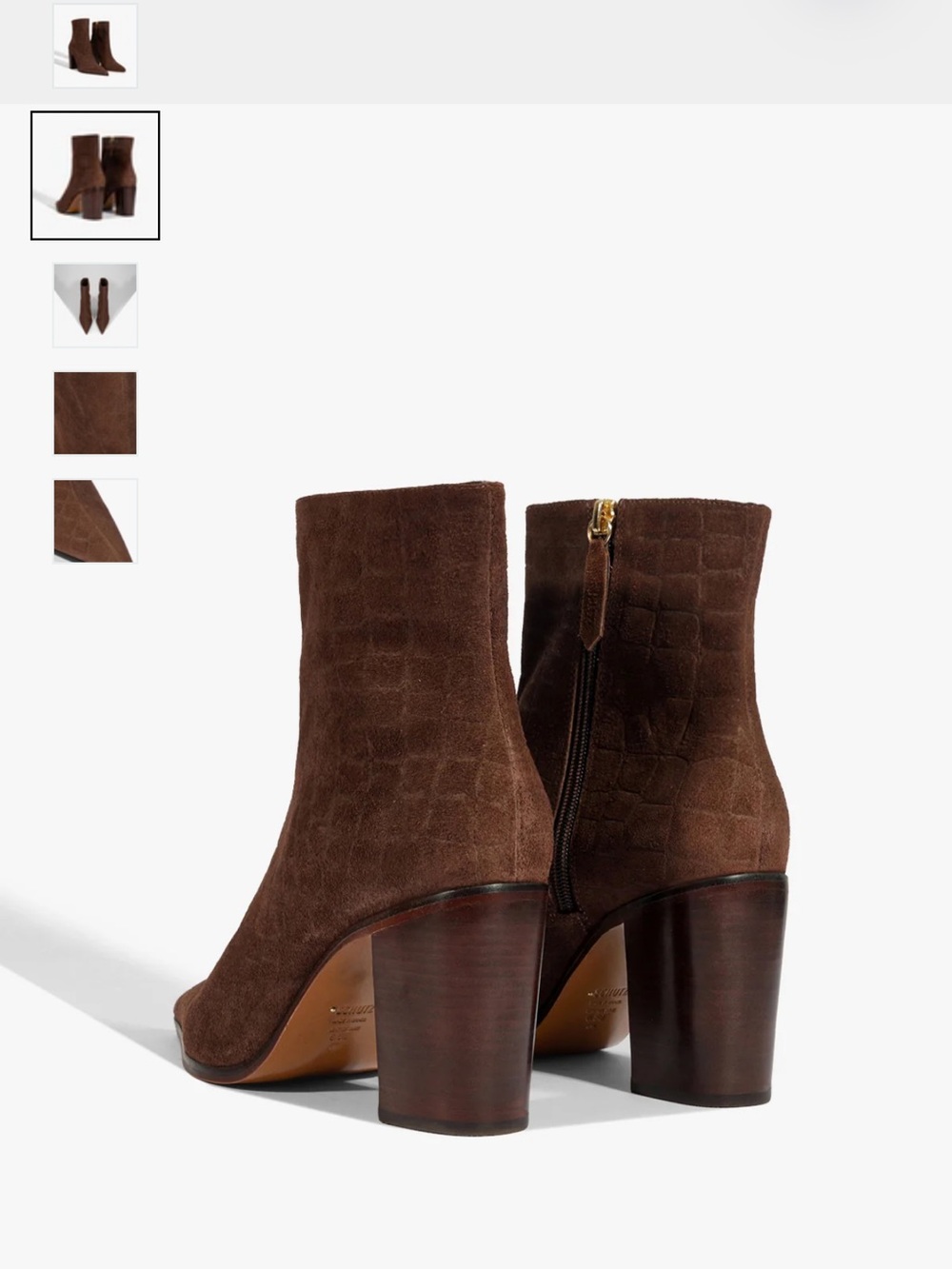 SCHUTZ Brown Croc-Embossed Suede Ankle Booties - Picture 3 of 6